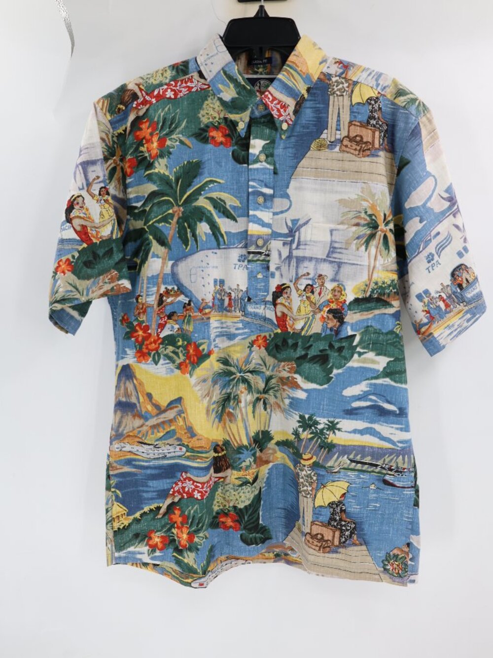 Reyn Spooner Hawaiian Shirt Men’s Large Popover Honolulu Clipper Trans Pacific